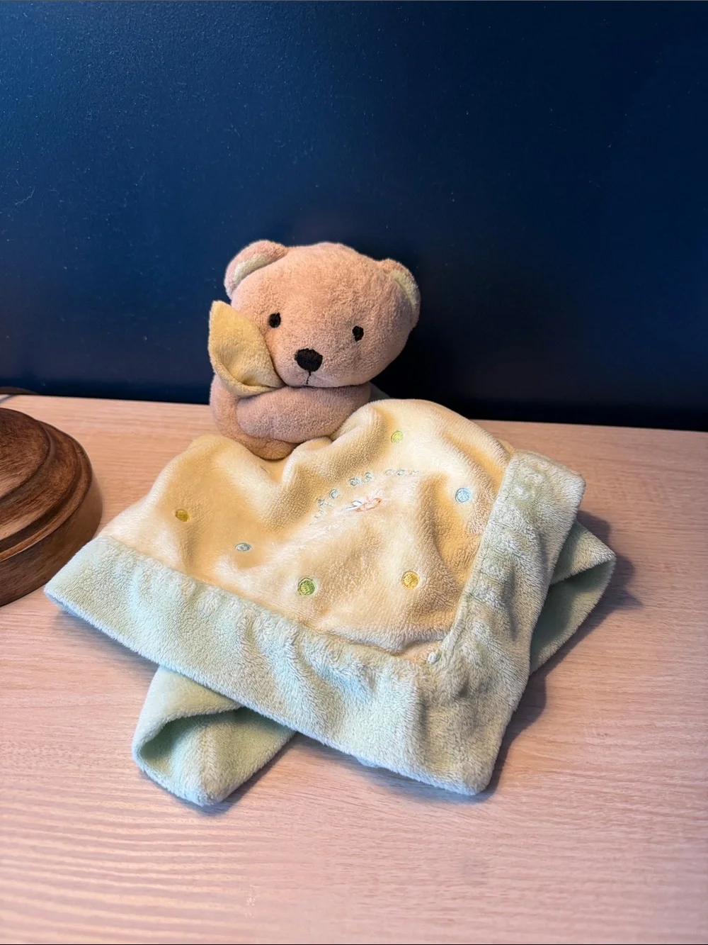 Just One Year Carters Bear Lovey Yellow Green Trim Satin Back “Cute as Can Bee”